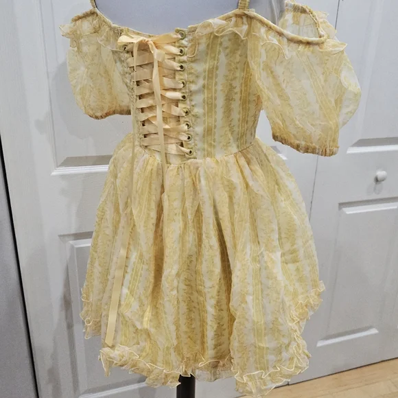 ~SOLD~Dolls Kill Sugar Thrillz SAMPLE Sense N' Sensibility Yellow Corset Dress S - Picture 7 of 14